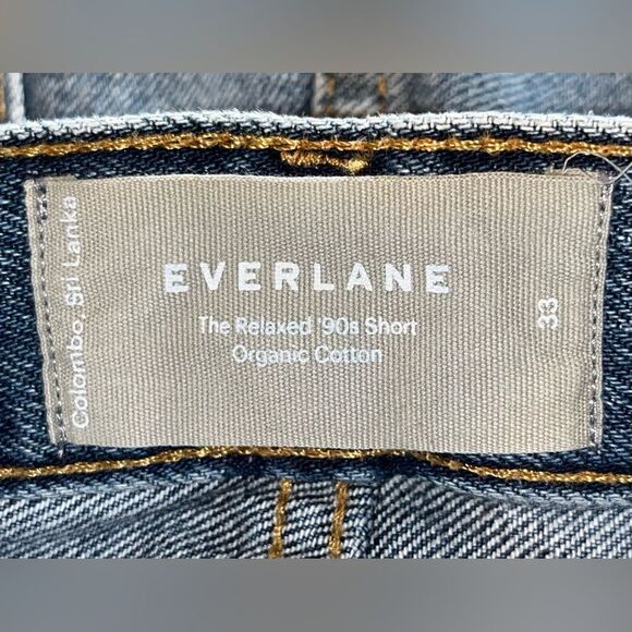 EVERLANE The Relaxed '90s Short Jean Cut Offs Button Fly Organic Cotton Size 33 - Picture 4 of 5